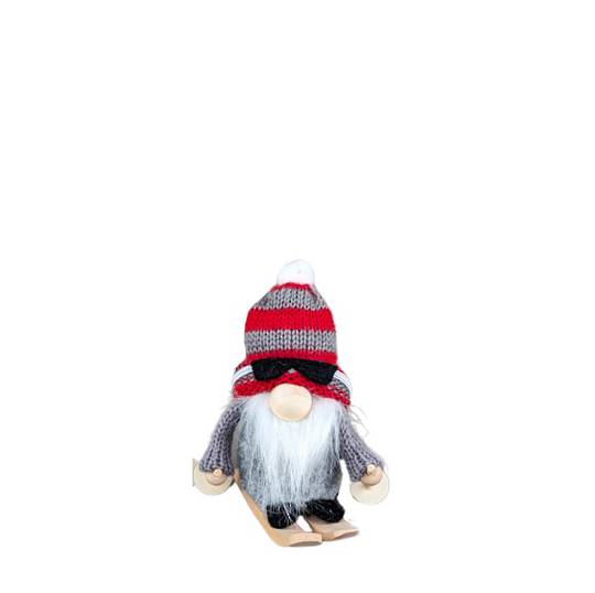 Santa Skiing, Red & Grey Stripe Knit Hat 10cm *ETA Nov